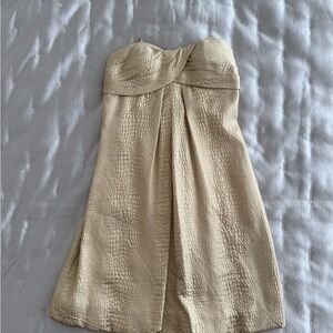 Cache Strapless Textured Cream Dress